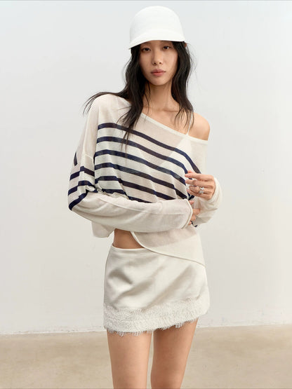 Striped Off Shoulder Knit