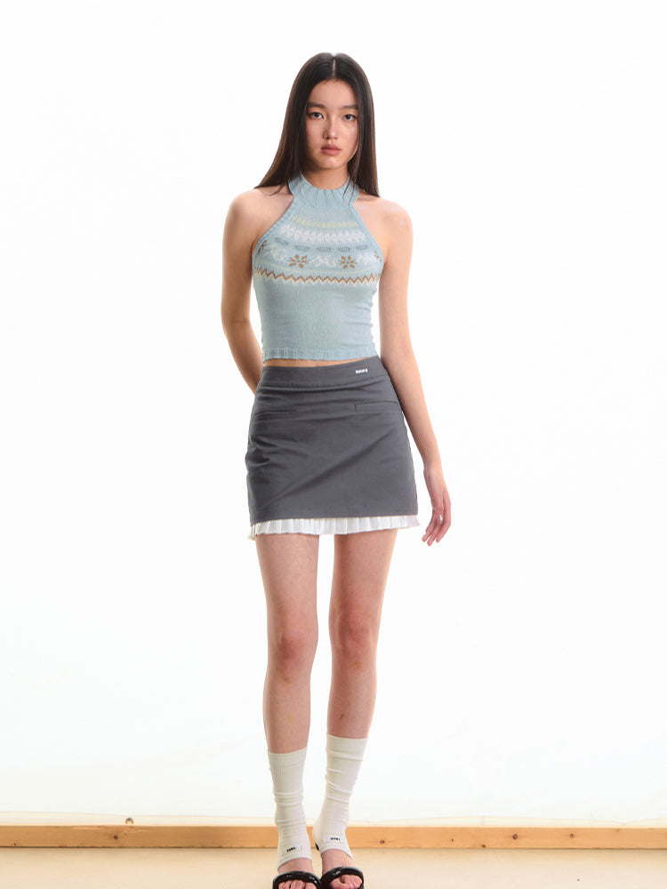 Fair Isle High-Waist Backless Top