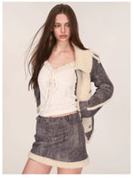 Velvet Fur-Trimmed Tie Front Camisole