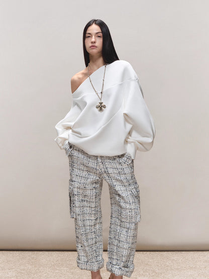 Asymmetric Off-Shoulder Oversized Sweatshirt