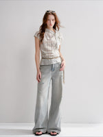 Ruched Plaid Blouse