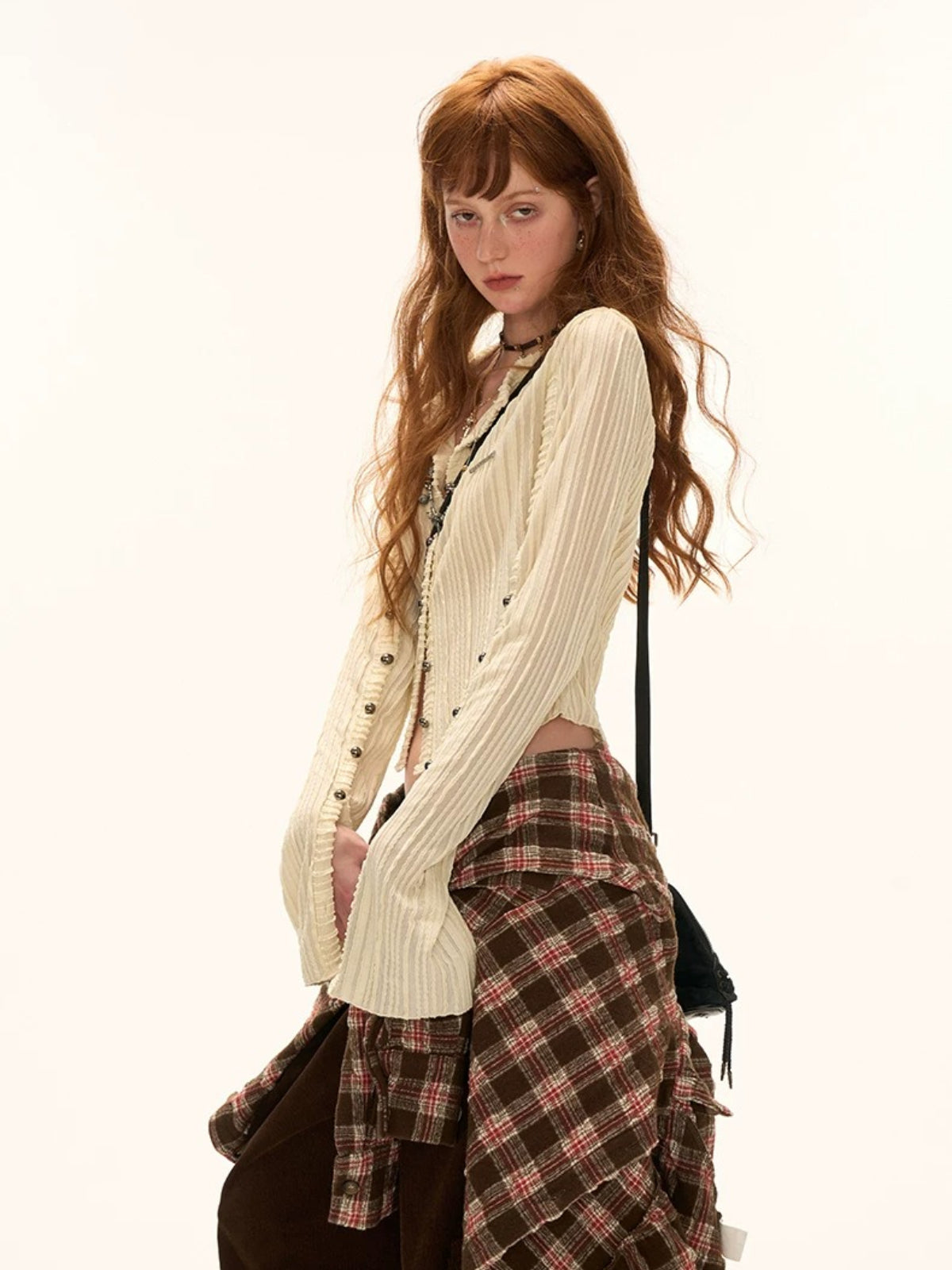 Striped Multi-Button Knit Cardigan