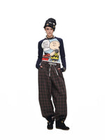 Contrast Embroidered Wide-Leg Pants