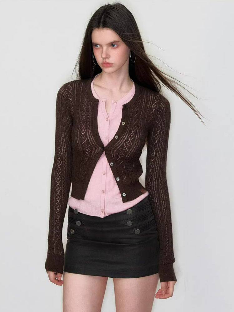 Faux Layered Colorblock Knit Cardigan