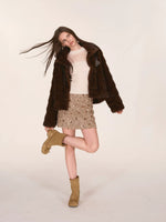 Vintage Faux Mink Fur Buckle Jacket