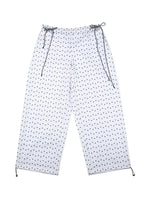 Grey Floral Wide-Leg Pants
