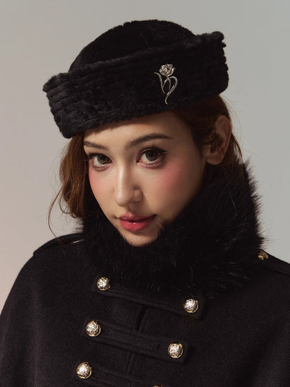 Cozy Plush Faux-Rabbit-Fur Fold-Brim Bucket Hat