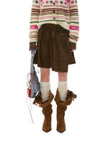 Brown Pleated Mini Skirt