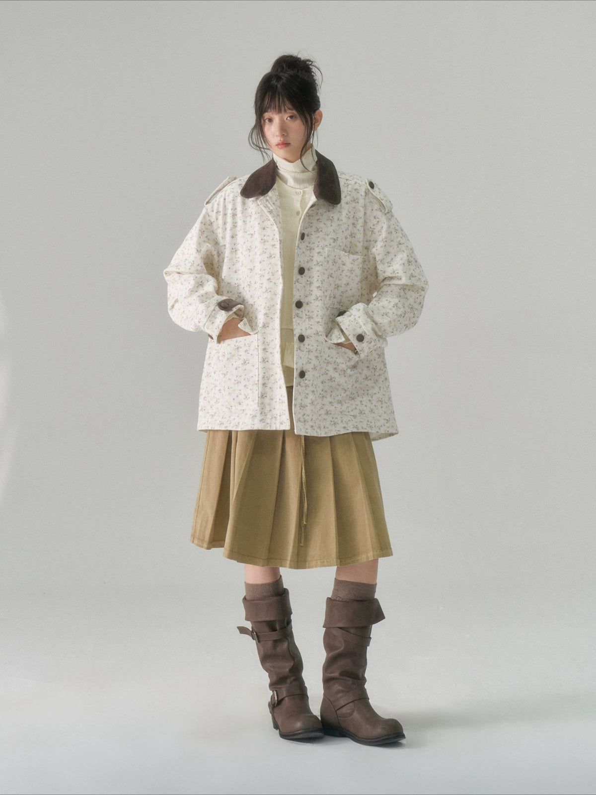 Khaki Washed Cargo Skirt