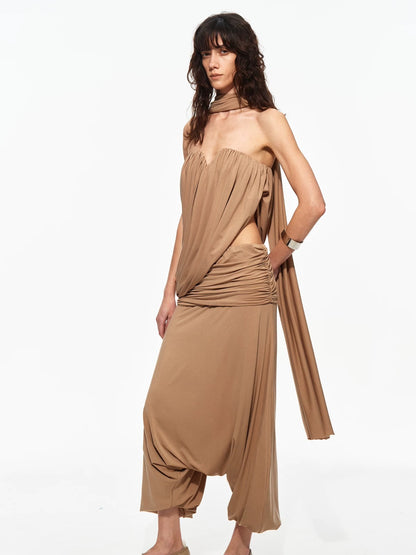 Pleated Bandeau Pants Set