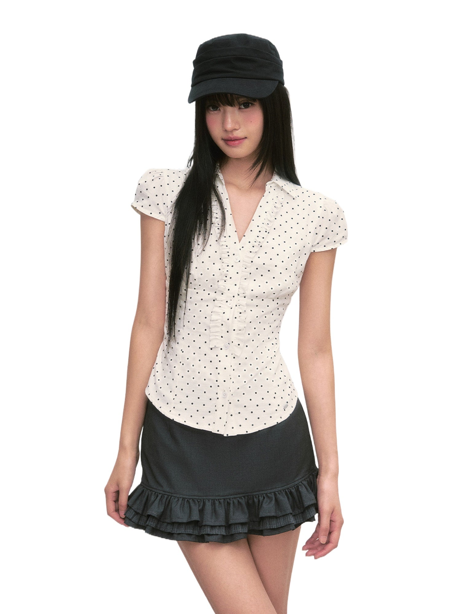 Polka Dot Puff Blouse