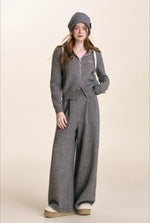Embroidered Zip Knit Set