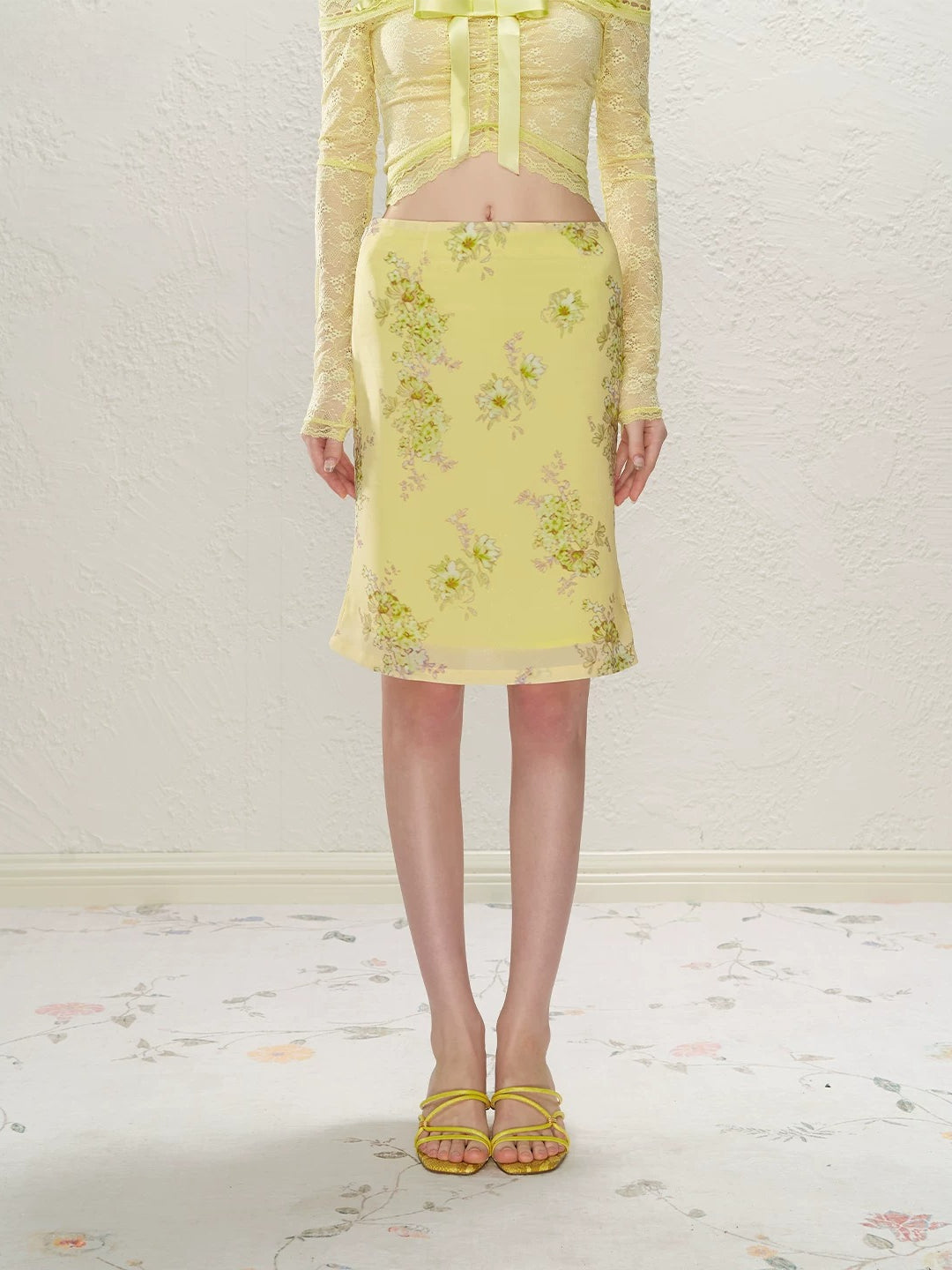 Yellow Butterfly Off-Shoulder Set