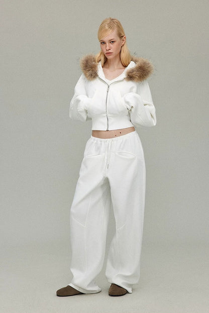 Detachable Fur Collar Hoodie Jacket