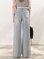 Polka-Dot Double-Wais Wide Leg Jeans