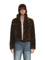 Vintage Cropped Plush Collar Coat