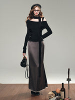 Lace Satin Midi Skirt