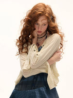 Striped Multi-Button Knit Cardigan