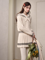 White Philosophy Wool Cloud Cable-Knit Cardigan & Skirt Set