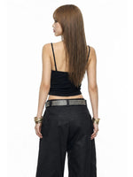 Side Button V Neck Tank Top