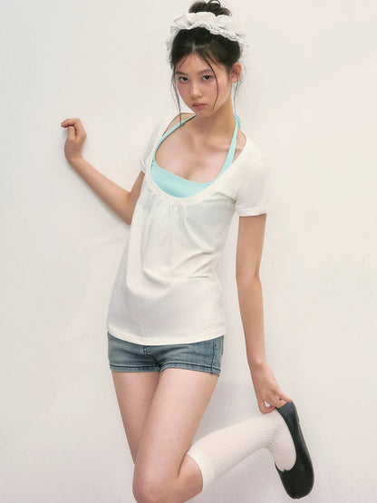 Layered U-Neck Top Set