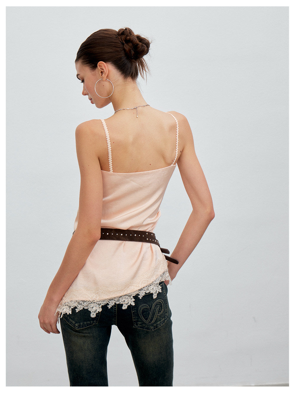 Asymmetric Lace Satin Camisole
