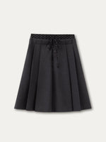 Gray Polka Pleated Midi Skirt