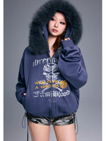 Hooded Fur Collar Oversized Jacket