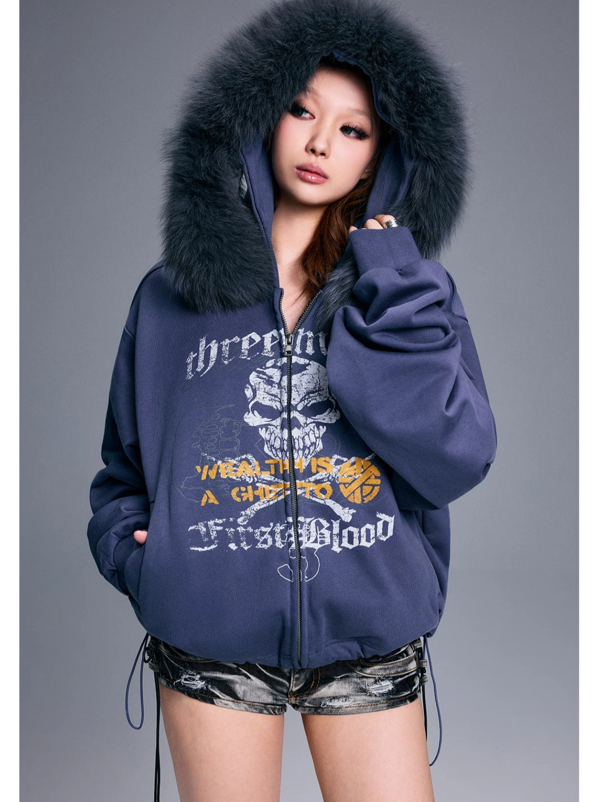 Hooded Fur Collar Oversized Jacket