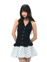 Black Polka Dot Halter Dress