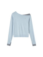Contrast Asymmetrical Layered Sweater