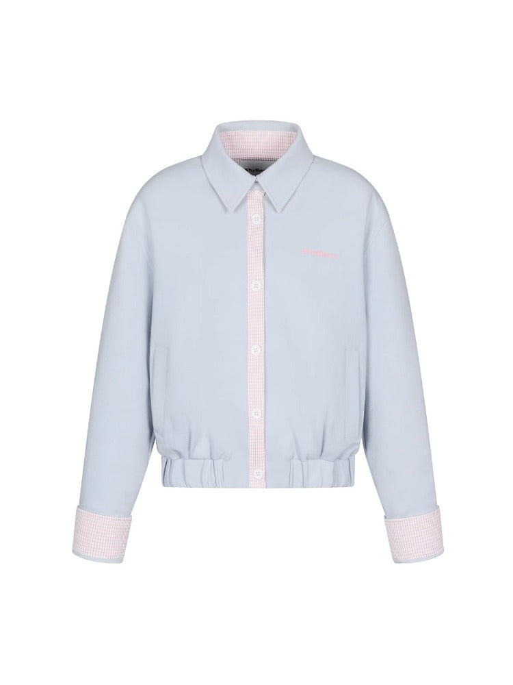 Collared Sweatshirt Patchwork Short Jacket