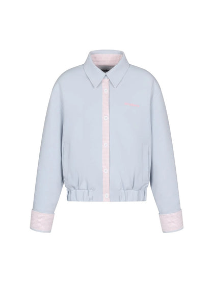 Collared Sweatshirt Patchwork Short Jacket