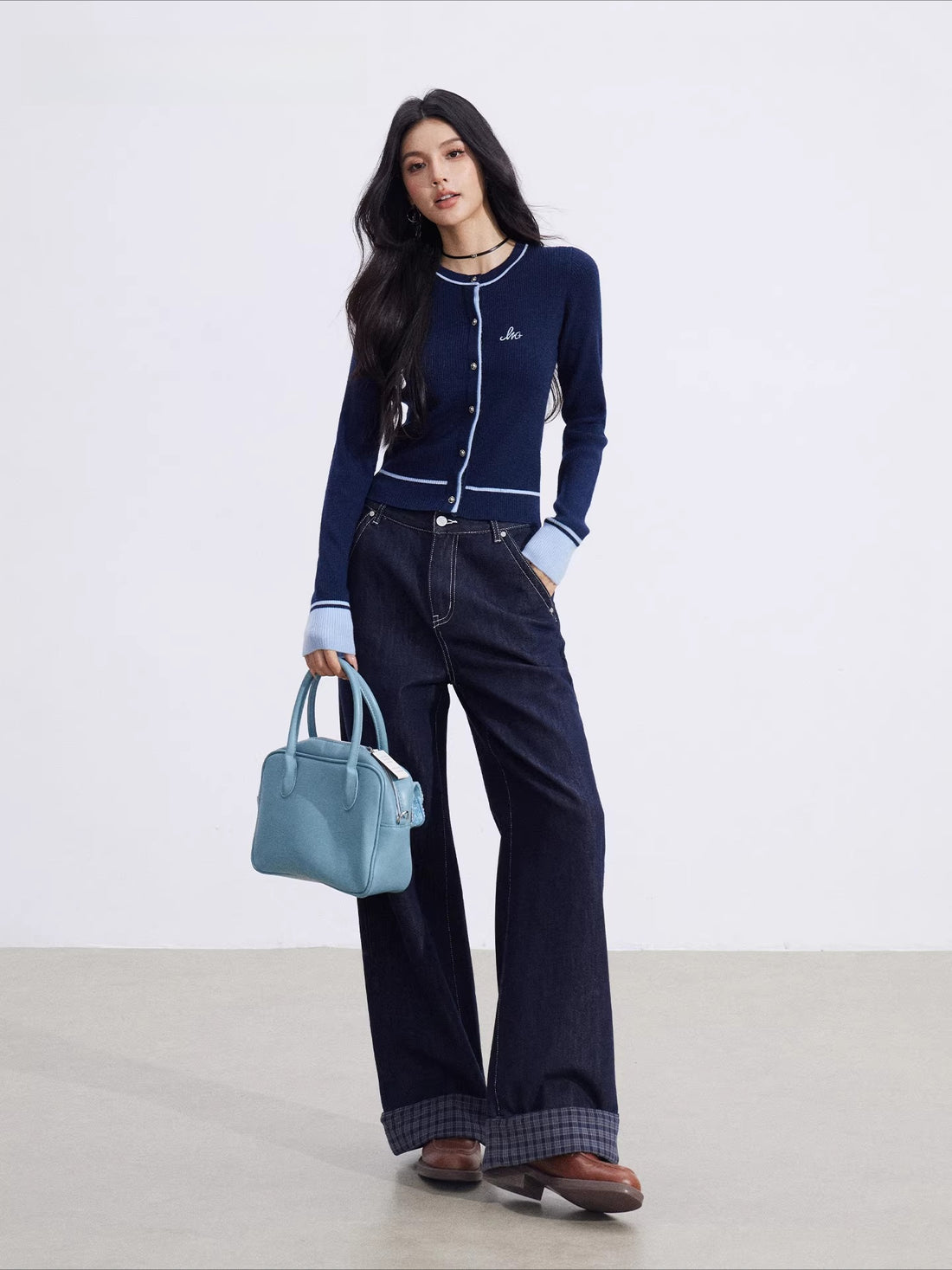 Contrast Knit Cardigan