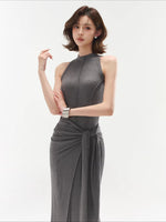 Gray Panel Bodycon Maxi Dress