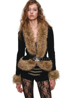 Vintage Buckled Faux Fur Jacket