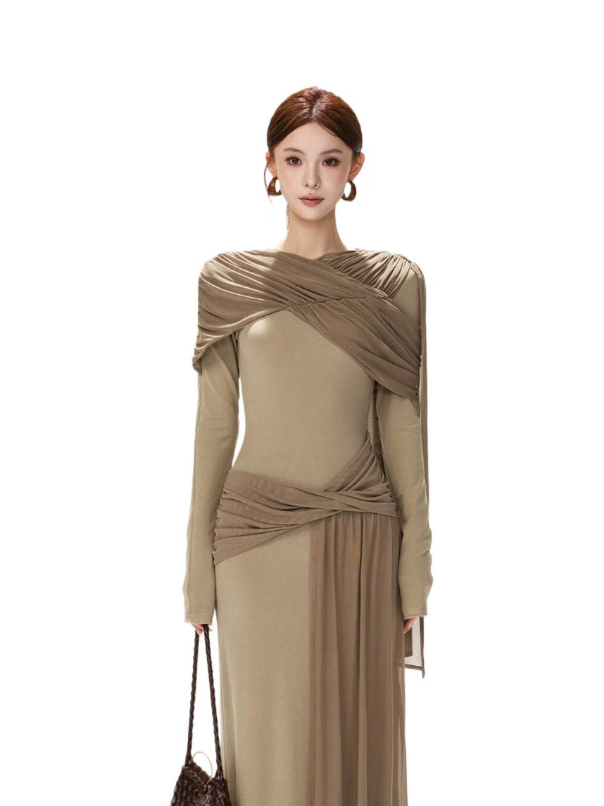 Shoulder Ribbon Knit Dress