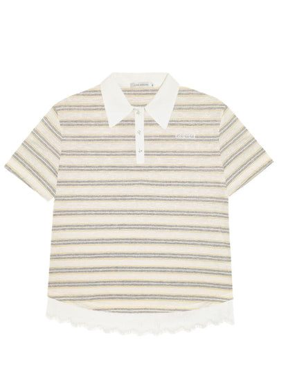 Floral Striped Polo Shirt