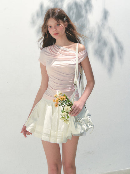 Fake Two-piece Off-the-Shoulder Short-sleeve T-shirt