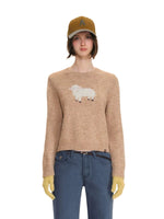 Wool Blend Sheep Embroidered Sweater