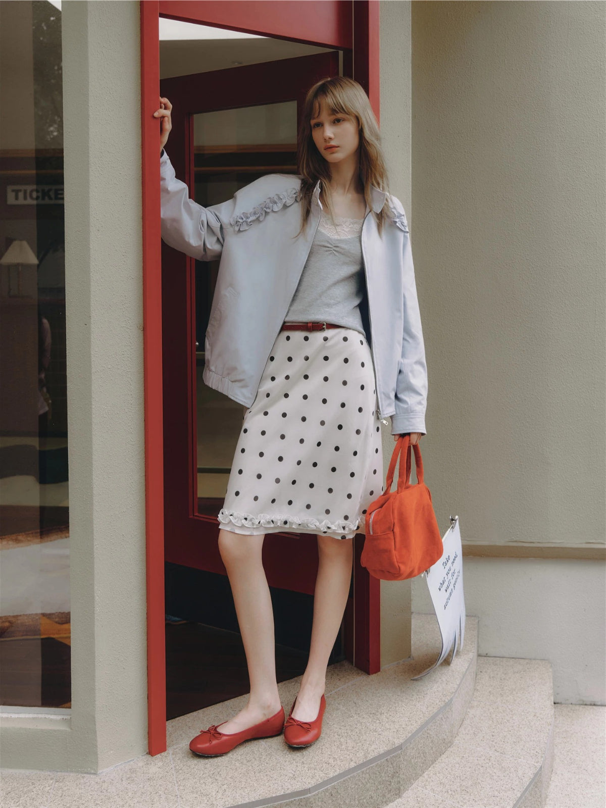 Polka Dot Midi Skirt