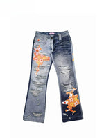 Graffiti Patchwork Flare Jeans
