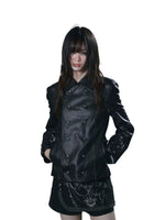 Detachable Cape Belted Leather Jacket
