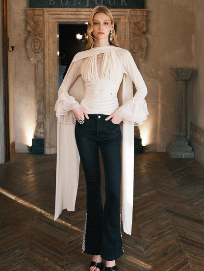 Nina Halter Neck V-neck Short Fitting Top