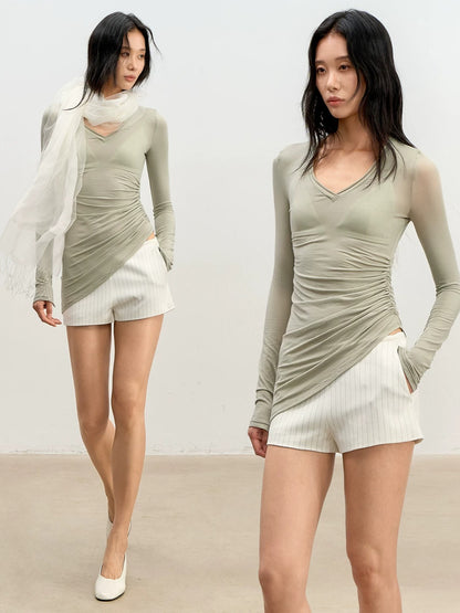 Asymmetric V-Neck Top