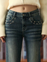 Vintage Star Studded Flared Denim Jeans