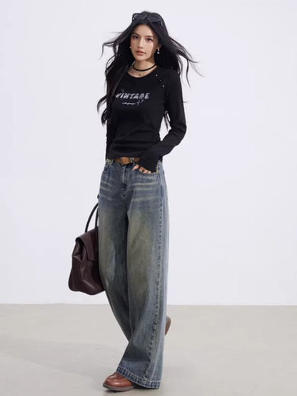 Leopard Patchwork Wide-Leg Jeans