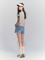 Lace Trim Denim Shorts
