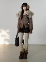 Korean Retro Leopard Wool Hooded Jacket