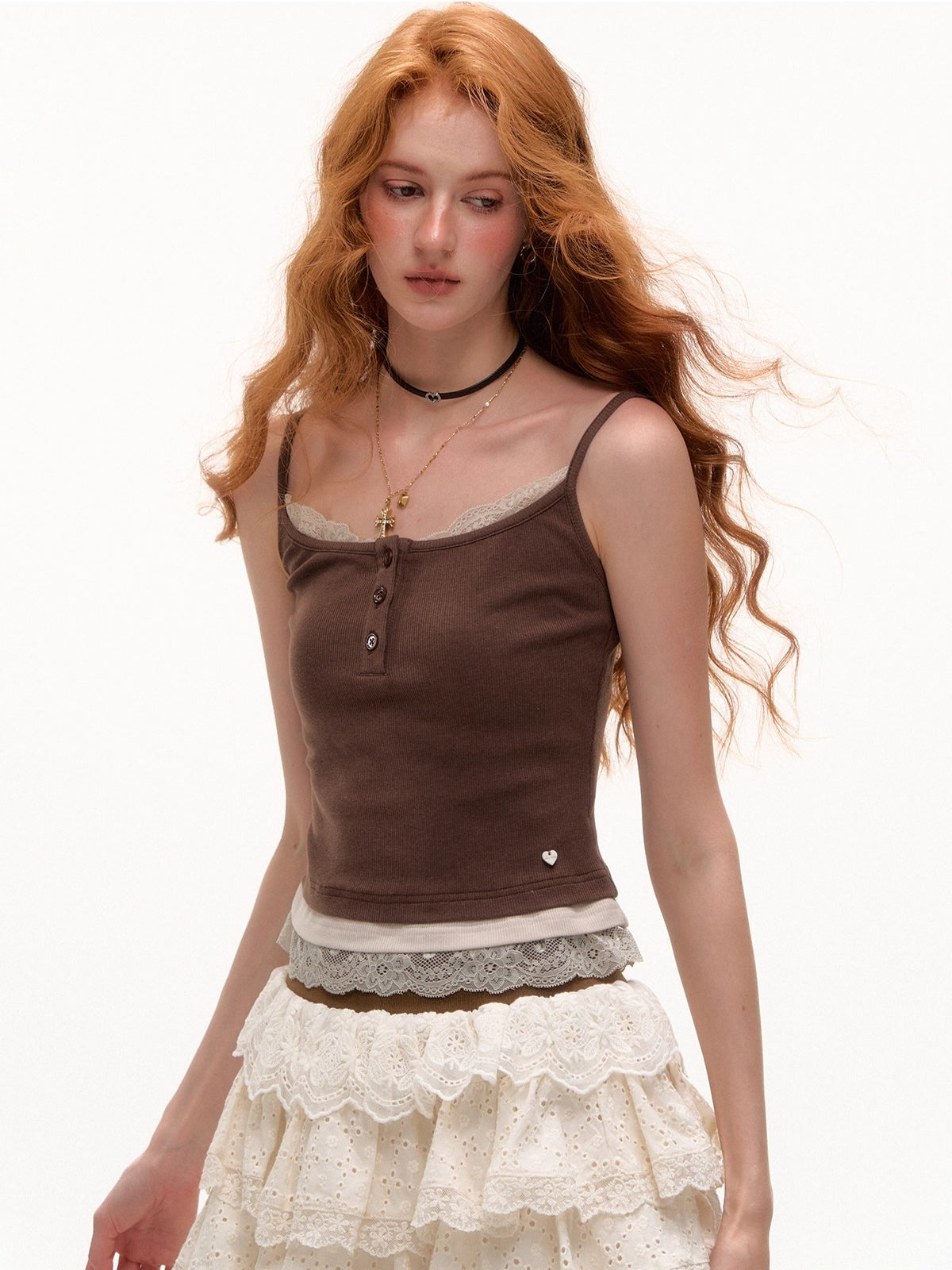 Lace Trim Layered Crop Tank